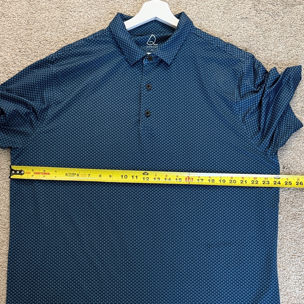 Deolax Men XL Blue Patterned Geometric Short Sleeve‎ Polo Golf Shirt - Picture 6 of 11